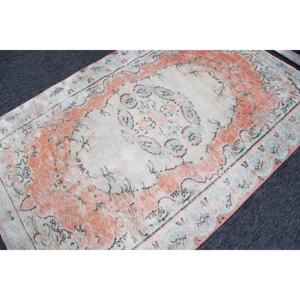 Tapis turc vintage, tapis de 5,2 x 8 pieds, tapis en laine à motifs floraux orange - Product Image 2