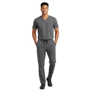 Mens Performance <b>Scrub</b> <b>Set</b> Customization Lightweight Durable V Neck Top and Pants Clinic Hospital Uniform Professional Supply - Product Image 2