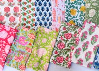 Serviettes carrées en coton 100 % biologique, imprimées à la main au bloc, style bohème, pour mariage, hôtel, décoration de table, réutilisables, couleur unie