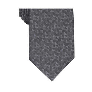 Cravatta Alfani da uomo, taglia normale, slim, fantasia geometrica, in tessuto nero effetto invecchiato - Product Image 3