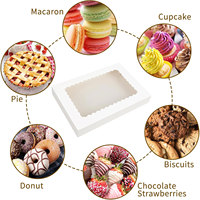 Grandes boîtes de boulangerie en carton avec fenêtre, tailles personnalisées, ouverture automatique, pour biscuits, donuts, pâtisseries, muffins, chocolats, avec étiquette