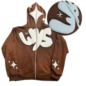 Sweats à capuche en coton polaire zippés à impression en mousse Fashion Wear Street Wear - Product Image 3