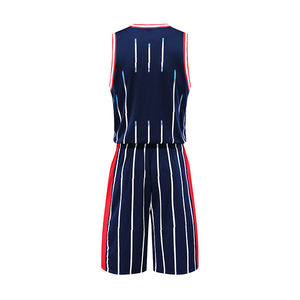 Uniforme de basket-ball sublimé en tissu durable, vêtements de basket-ball pour jeunes à col en V côtelé du fabricant de vêtements de sport COSH - Product Image 2