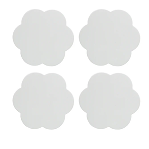 Flower Shaped White Lacquer Coaster, Premium Wood Drink With Scalloped Lacquer <b>Placemat</b> For Chic Tabletop Styling, Vietnam Craft - Product Image 1