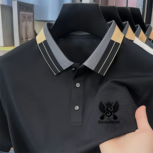 เสื้อโปโลแขนสั้นปักลายสำหรับผู้ชายระบายอากาศได้ดีฤดูร้อน - Product Image 4