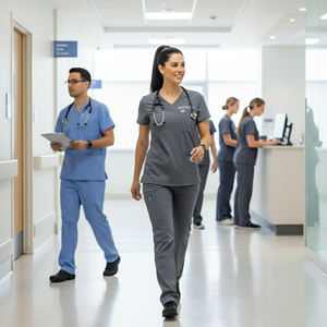 Conjunto de Uniformes Médicos Premium Grises MITEXO para Mujer con Cuello en V y Bolsillos |   Uniforme Médico Cómodo y Duradero |   Enfermera, Médico, Veterinario - Product Image 4