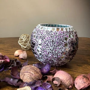 Votive With Mosaic Finishing Best for Party Table Decor Night <b>Dinner</b> Design <b>Candle</b> T-light Holder Glass Mosaic Finishing Design - Product Image 1