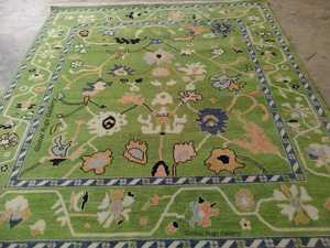 Tapis en laine tricoté à la main Contemporain Vert foncé Haute qualité Tapis en coton antique 8x10 Abstrait Antidérapant Ensembles de tapis pour la maison - Product Image 6