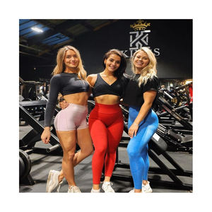 Mejor tela Yoga Outfit Gradient Leggings Rayas Ciclismo Jersey Yoga Set Color sólido Ciclismo Vestido Tie Dye - Product Image 4