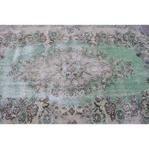 Alfombra Turca Vintage, Grande, 5.3x8.7 pies (163x265 cm), Alfombra de Lana con Diseño Floral Verde - Product Image 4
