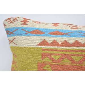 Geometric Wool Pillow 20x28 Inch Green <b>Cushion</b> with Traditional Vintage Pattern <b>Waterproof</b> Woven Technique for Living Room - Product Image 2