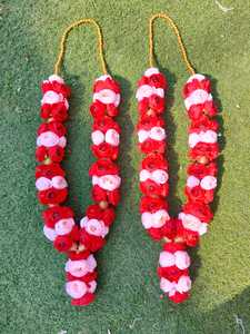 Par de Guirnaldas Florales de Peonías Hechas a Mano de Lujo, 30 Pulgadas, 2 Colores, Jaimala Varmala con Cuentas Gota para Novios - Product Image 2