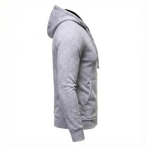 <b>Men</b> s Heather Grey Full Zip Up Hoodie Slim Fit Cotton <b>Fleece</b> Sweatshirt with <b>Black</b> Hood Lining - Product Image 3
