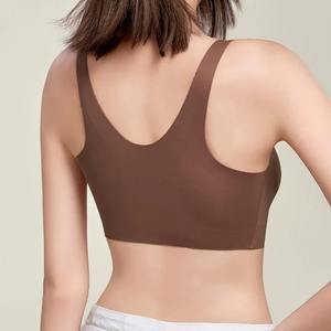 Soutien-gorge de sport sans couture léger à imprimé, col en V, dos nu, pour femmes, vente en gros, noir, pour le yoga, la course à pied et le fitness - Product Image 3