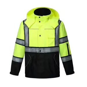 Service OEM Imperméable Zip Avant Classe 3 HiVis 600D-Cordura Sécurité Haute Visibilité Bomber Workers Vestes Réfléchissantes