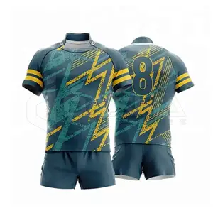 Custom Rugby Kit OEM Service Manufacture Cheap Rugby Uniform Latest Design 2023 Sublimation Rugby Uniform