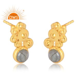 Vente chaude 925 Sterling Silver Natural Labradorite Gemstone Stud Boucle d'oreille Fabricant de bijoux personnalisés - Product Image 3