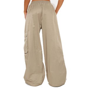 Pantalon cargo à taille basse avec cordon de serrage pour femmes Pantalon de survêtement ample pour femmes Nylon coupe-vent 2026 - Product Image 3