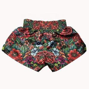 Hawaii Flower Design Muay Thai Shorts Algodón MMA Kick Fighting Shorts - Product Image 2