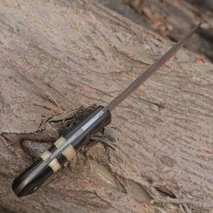 Europe Trending MORTAL SAGA MS-HK-0004 Couteau de chasse en acier damas pour collectionneurs Lame en cuivre Incrustations d'os en corne de buffle noire - Product Image 4