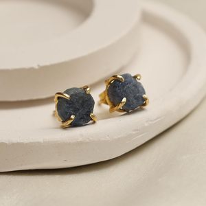8-10mm Raw <b>Sapphire</b> <b>Earrings</b> in Silver Prong Setting Birthstone Raw Stud <b>Earring</b> Rough Gemstone Jewellery - Product Image 3
