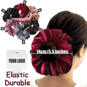 الجملة المتضخم xxl المخملية توك شعر كبير جامبو الحرير مطاطا scrunchies مخصص شعار بلون النساء scrunchies