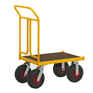 Series 144 Yellow Folding <b>Platform</b> <b>Trolley</b> KM144450 Four-Wheel Industrial Shopping Cart with OEM Support - Product Image 1