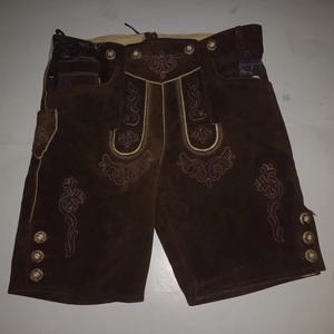 Hombres tradicional bávaro Oktoberfest Lederhosen High Street Style Lederhose corto cintura media antiarrugas ecológico sólido - Product Image 1