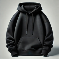 Sweat à capuche long unisexe en polaire polyester/nylon noir brodé de qualité supérieure, écologique, élégant, durable, imperméable et doux pour l'hiver