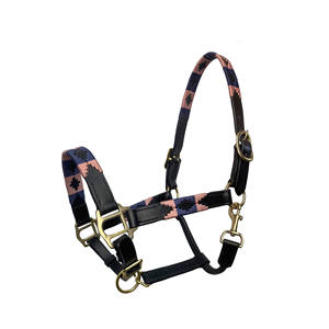 Nylon Rope Horse <b>Halter</b> with Geometric Pattern Adjustable Fit Brass Hardware Equestrian - Product Image 4