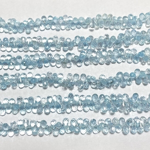 Perles Briolette en forme de goutte de poire à facettes topaze bleu ciel naturel, pierre précieuse naturelle pour bijoux - Product Image 4