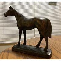 Escultura de caballo de bronce de mediados de siglo, objeto de mesa, artículo decorativo Interior, estatuilla de caballo sólido de Metal, estatua para decoración del hogar