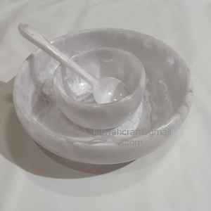 Bol rond en fil de résine au design exclusif Bols de service à salade et fruits de style classique à motif de tourbillon blanc pour les décorations de fête - Product Image 1