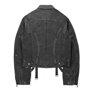 Veste en jean vintage surdimensionnée à fermeture éclair, respirante, 100% coton, de haute qualité, personnalisée, pour hommes, brodée - Product Image 2