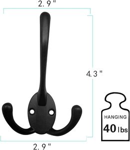 ตะขอแขวนเสื้อติดผนังสามแฉกสำหรับงานหนักพร้อมสกรู36ตัวตะขอคู่สองประเภทประเภทเสื้อผ้าขนาดใหญ่ผลิตภัณฑ์ประเภทตะขอราว - Product Image 2