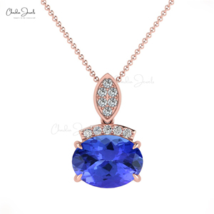 Nueva llegada 14K oro puro mujeres tanzanita natural 8X6mm piedra preciosa ovalada mejor calidad diamante delicado joyería real al por mayor - Product Image 3