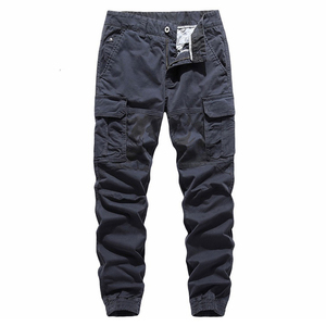 Pantalon cargo en toile décontracté pour homme, coupe droite, léger, de qualité supérieure, couleur foncée, écologique, respirant, finition effet vieilli, idéal pour l'atelier - Product Image 2