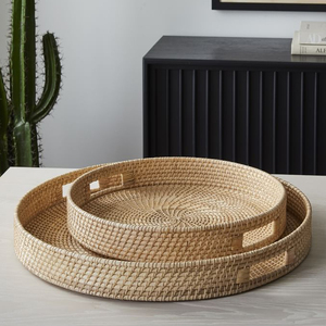 Wholesale Durable Round Rattan Fruit Tray Home Decoration Casual Style Storage <b>Baskets</b> Made in Vietnam - Product Image 2