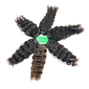100% Extensions de cheveux humains indiens vierges Remy non transformés Machine Double trame vendeur faisceaux ondulés couleur naturelle - Product Image 2