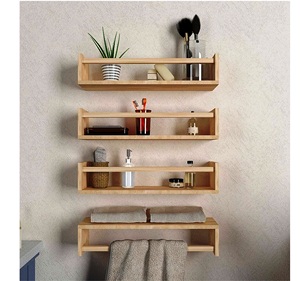 Buy 3 <b>Tier</b> Wooden Kitchen Rack Top Selling 3-Layer Wall Mount Metallic Rack Storage Holders Modern Style Carve Wall Art - Product Image 4