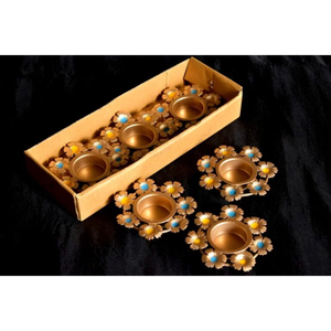 Elegante soporte de luz de té de hierro Chapado en oro Acabado Elegante vajilla Decoración y regalo de boda perfecto para el hogar y eventos - Product Image 4