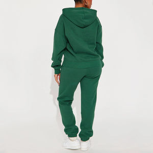 Heavy Fleece Plus Size Women's Streetwear Hoodie Jogger Sets Anti-pilling Premium Quality 100% Cotton Green Chándal - Product Image 4