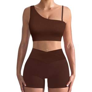Factory Manufacturing Women Activewear Two Piece <b>Sports</b> <b>Bra</b> <b>Shorts</b> <b>Sets</b> Padded Seamless Running Training Gym <b>Sets</b> - Product Image 1