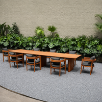 Ensemble de salle à manger en teck massif résistant aux intempéries, mobilier de patio pour hôtel-resort, qualité OEM