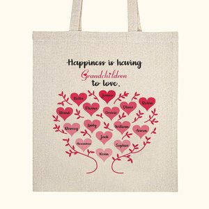 Personalized Heart-Shaped Family <b>Tree</b> Canvas <b>Bag</b> Happiness Is Having Family Love for Mother's Day & Grandparents' Day Gifts - Product Image 2