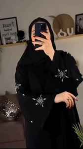 Abayas traditionnelles de Dubaï pour femmes élégantes et modestes brodées à la main Tissu respirant - Product Image 3