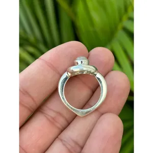 Bague ajustable en argent 925 avec pierre de lune arc-en-ciel, plaquée or rose, style serti clos, pour fiançailles - Product Image 6