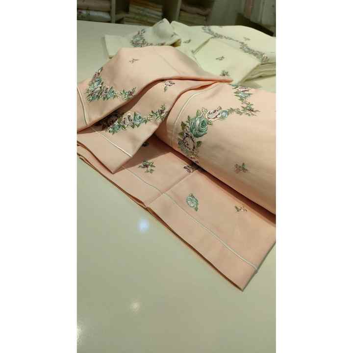 Embroidered Cotton Satin Duvet Cover Set Consists of 6 Pieces.