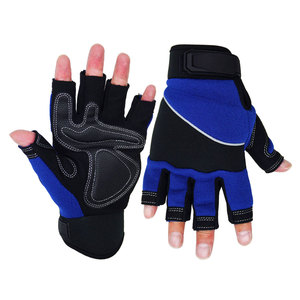 Guantes de Ciclismo de Cuero para Hombre, Medios Dedos, Transpirables, Antideslizantes, con Cierre de Velcro, para Ciclismo y Entrenamiento Físico - Product Image 1