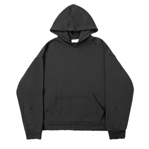 Custom Heavyweight Hoodie Wholesale Vintage Distressed Hoodie <b>Plain</b> Blank Washed <b>Hoodies</b> Distress - Product Image 1